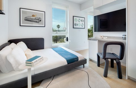 Bedroom With TV at Miles at Harvard, Los Angeles, CA, 90020